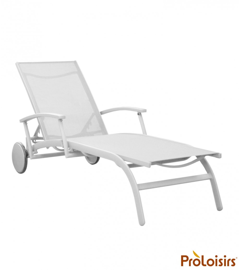 Bain de soleil ELEGANCE avec accoudoirs Coloris:Châssis Blanc/Assise Blanc Eco-participation    :Prix de vente comprenant l' éco