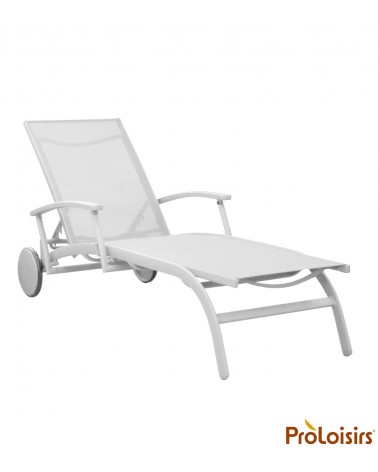 Bain de soleil ELEGANCE avec accoudoirs Coloris:Châssis Blanc/Assise Blanc Eco-participation    :Prix de vente comprenant l' éco