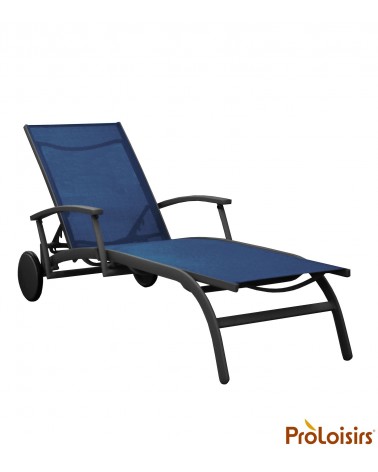 Bain de soleil ELEGANCE avec accoudoirs Coloris:Châssis Graphite / Assise Bleu Eco-participation    :Prix de vente comprenant l'