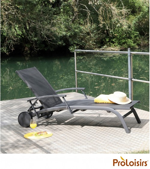 Bain de soleil ELEGANCE avec accoudoirs Coloris:Châssis Graphite / Assise BBM Eco-participation    :Prix de vente comprenant l' 