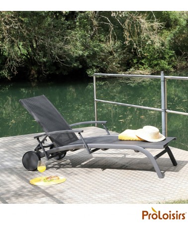 Bain de soleil ELEGANCE avec accoudoirs Coloris:Châssis Graphite / Assise BBM Eco-participation    :Prix de vente comprenant l' 