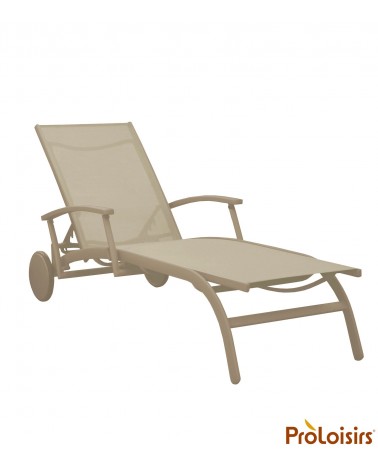 Bain de soleil ELEGANCE avec accoudoirs Coloris:Châssis Sand / Assise Sand Eco-participation    :Prix de vente comprenant l' éco