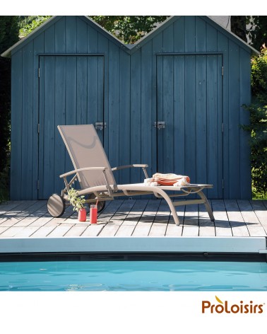 Bain de soleil ELEGANCE avec accoudoirs Coloris:Châssis Sand / Assise Sand Eco-participation    :Prix de vente comprenant l' éco