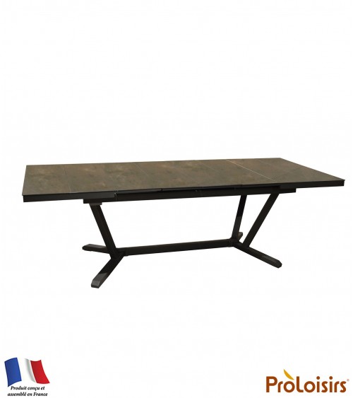 Table VITA 180/240 plateau lames Fundermax® Coloris:Châssis Graphite / Plateau HPL Cave Eco-participation    :Prix de vente comp