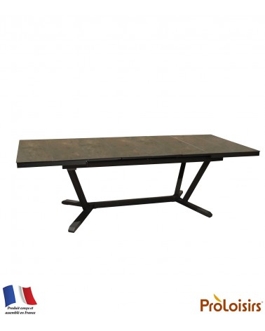 Table VITA 180/240 plateau lames Fundermax® Coloris:Châssis Graphite / Plateau HPL Cave Eco-participation    :Prix de vente comp