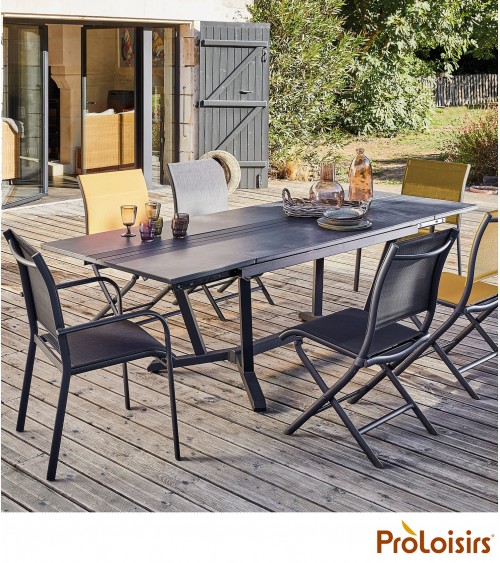Table GALLEO 150/200/250 plateau Fundermax® Coloris:Châssis Graphite / Plateau HPL Cave Eco-participation    :Prix de vente comp