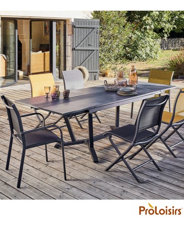 Table GALLEO 150/200/250 plateau Fundermax® Coloris:Châssis Graphite / Plateau HPL Cave Eco-participation    :Prix de vente comp