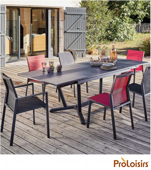 Table GALLEO 150/200/250 plateau Fundermax® Coloris:Châssis Graphite / Plateau HPL Cave Eco-participation    :Prix de vente comp