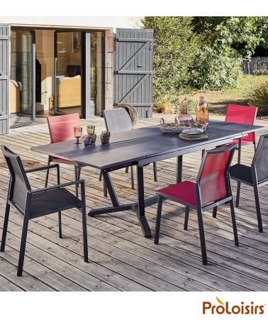 Table GALLEO 150/200/250 plateau Fundermax® Coloris:Châssis Graphite / Plateau HPL Cave Eco-participation    :Prix de vente comp