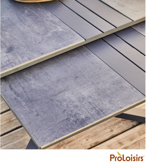 Table GALLEO 150/200/250 plateau Fundermax® Coloris:Châssis Graphite / Plateau HPL Cave Eco-participation    :Prix de vente comp