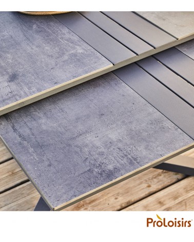 Table GALLEO 150/200/250 plateau Fundermax® Coloris:Châssis Graphite / Plateau HPL Cave Eco-participation    :Prix de vente comp