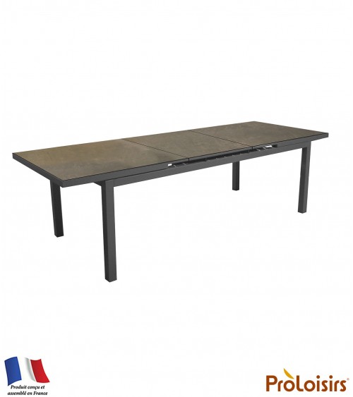 TABLE TERAMO 180/235 PLATEAU FUNDERMAX® Coloris:Châssis Graphite / Plateau HPL Cave Eco-participation    :Prix de vente comprena