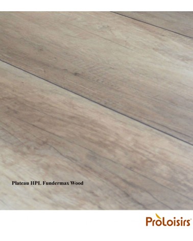 Table GALLEO 180/230/280 plateau Fundermax® Coloris:Châssis Graphite / Plateau HPL Wood Eco-participation    :Prix de vente comp