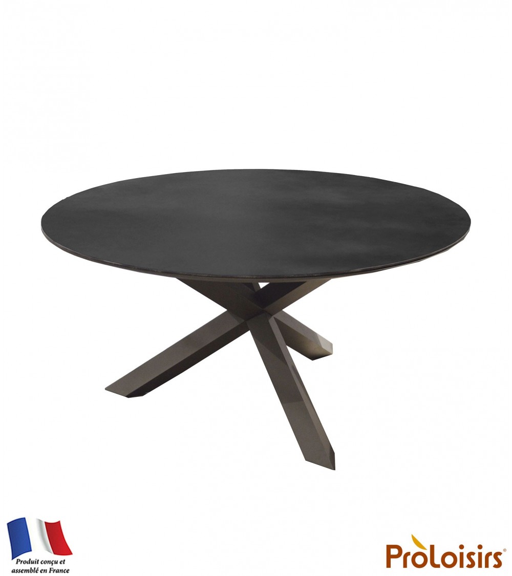 Table ronde FERRONE 150 plateau Kedra® Coloris:Châssis Grey / Plateau Black-B Eco-participation    :Prix de vente comprenant l' 