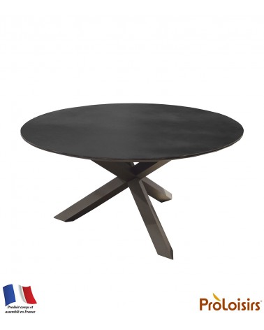 Table ronde FERRONE 150 plateau Kedra® Coloris:Châssis Grey / Plateau Black-B Eco-participation    :Prix de vente comprenant l' 