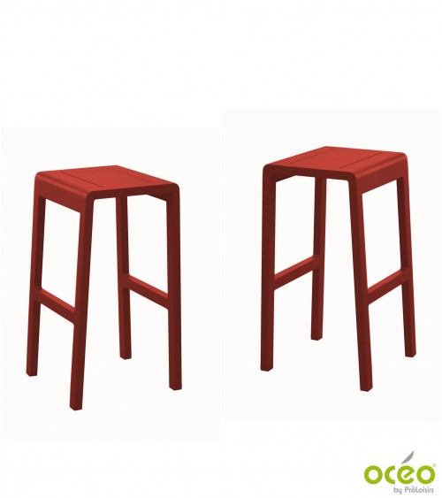 Tabouret haut ANTONINO Coloris:Châssis Rouge / Assise Rouge Eco-participation    :Prix de vente comprenant l' éco-participation 