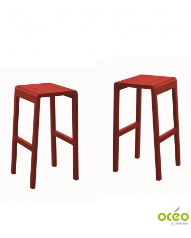 Tabouret haut ANTONINO Coloris:Châssis Rouge / Assise Rouge Eco-participation    :Prix de vente comprenant l' éco-participation 