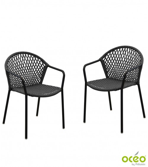 Fauteuil empilable CAPRI Coloris:Châssis Noir / Assise Wicker Anthracite Eco-participation    :Prix de vente comprenant l' éco-p