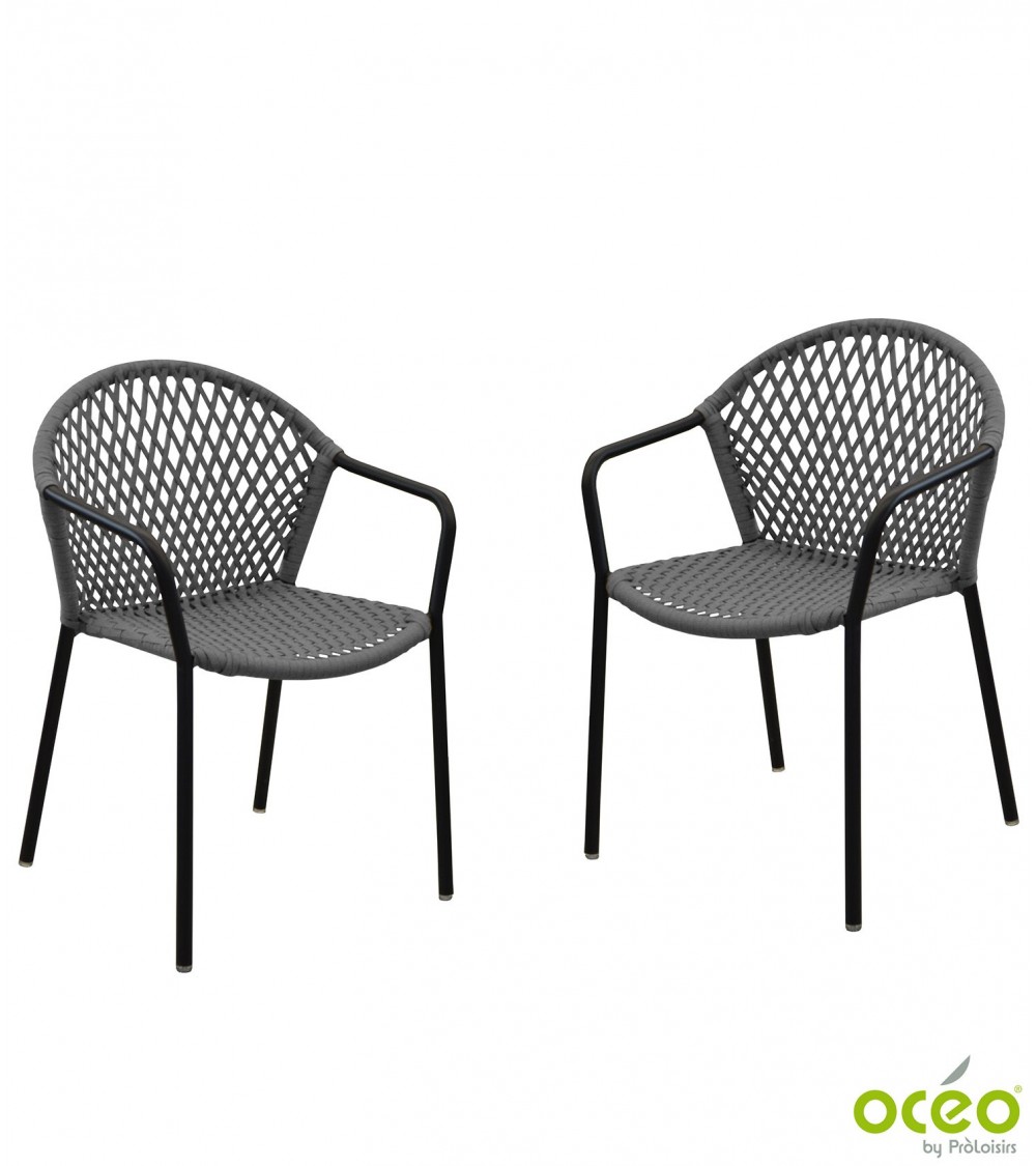 Fauteuil empilable CAPRI Coloris:Châssis Noir / Assise Wicker Gris Eco-participation    :Prix de vente comprenant l' éco-partici