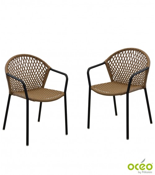 Fauteuil empilable CAPRI Coloris:Châssis Noir / Assise Wicker Bronze Eco-participation    :Prix de vente comprenant l' éco-parti