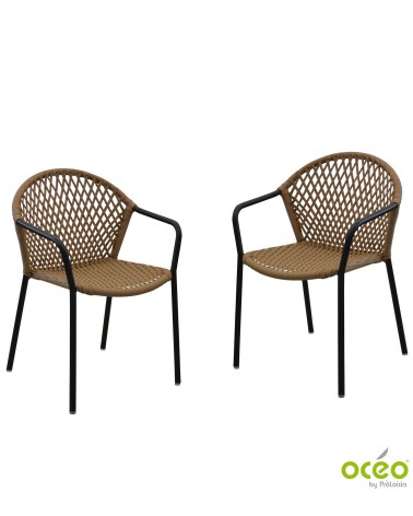 Fauteuil empilable CAPRI Coloris:Châssis Noir / Assise Wicker Bronze Eco-participation    :Prix de vente comprenant l' éco-parti