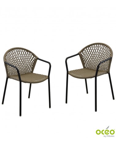 Fauteuil empilable CAPRI Coloris:Châssis Noir / Assise Wicker Beige Eco-participation    :Prix de vente comprenant l' éco-partic