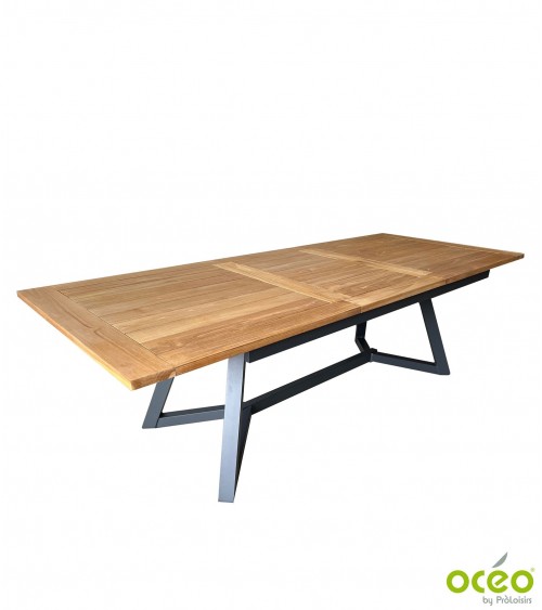Table AGIRA 180/240 Plateau Teck FSC® Coloris:Châssis Graphite / Plateau Teck Eco-participation    :Prix de vente comprenant l' 