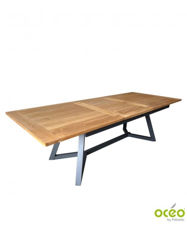 Table AGIRA 180/240 Plateau Teck FSC® Coloris:Châssis Graphite / Plateau Teck Eco-participation    :Prix de vente comprenant l' 