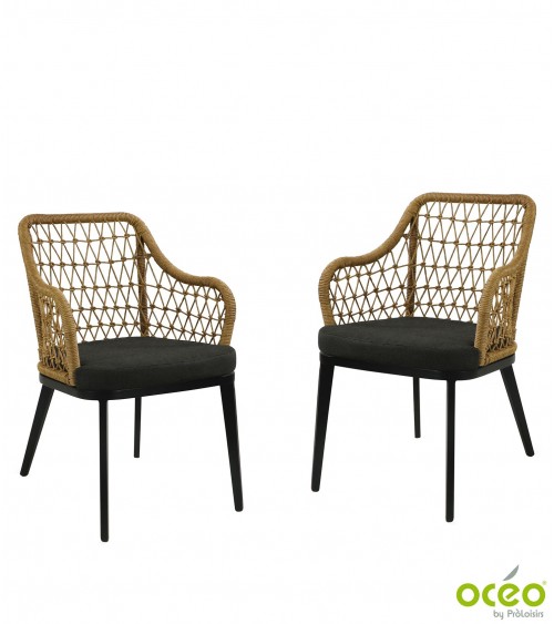 Fauteuil MILAN Coloris:Châssis Noir / Assise Wicker Paille Eco-participation    :Prix de vente comprenant l' éco-participation d