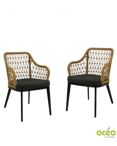 Fauteuil MILAN Coloris:Châssis Noir / Assise Wicker Paille Eco-participation    :Prix de vente comprenant l' éco-participation d