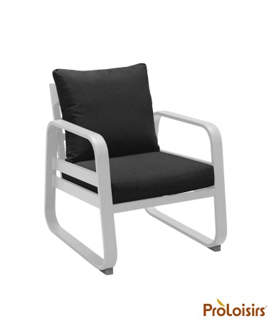 Fauteuil détente TONIO Coloris:Châssis Blanc / Assise coussin Chiné gris Eco-participation    :Prix de vente comprenant l' éco-p