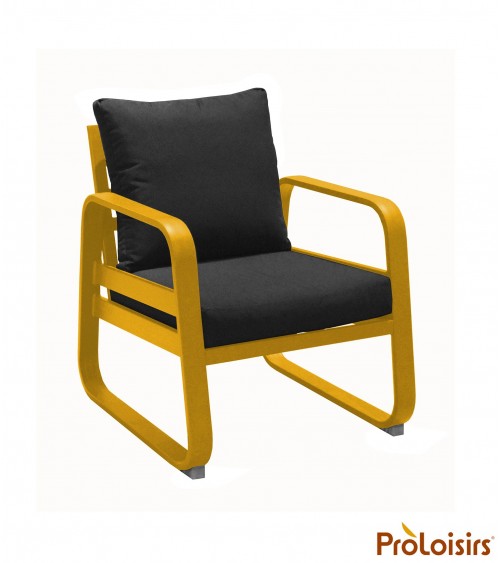 Fauteuil détente TONIO Coloris:Châssis Miel / Assise coussin Chiné gris Eco-participation    :Prix de vente comprenant l' éco-pa