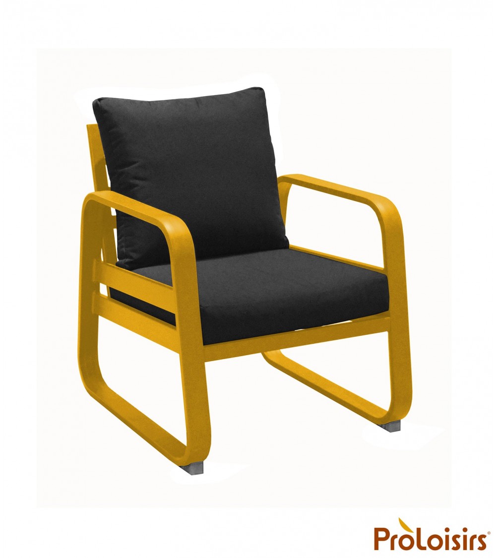 Fauteuil détente TONIO Coloris:Châssis Miel / Assise coussin Chiné gris Eco-participation    :Prix de vente comprenant l' éco-pa