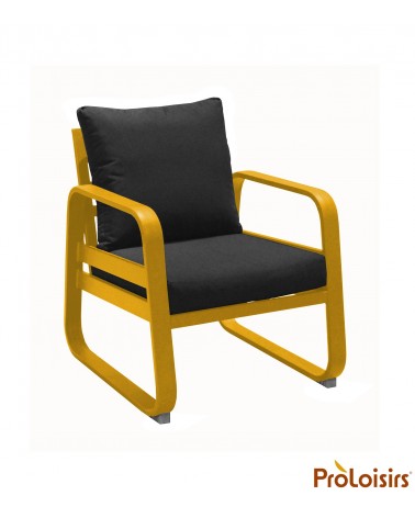 Fauteuil détente TONIO Coloris:Châssis Miel / Assise coussin Chiné gris Eco-participation    :Prix de vente comprenant l' éco-pa
