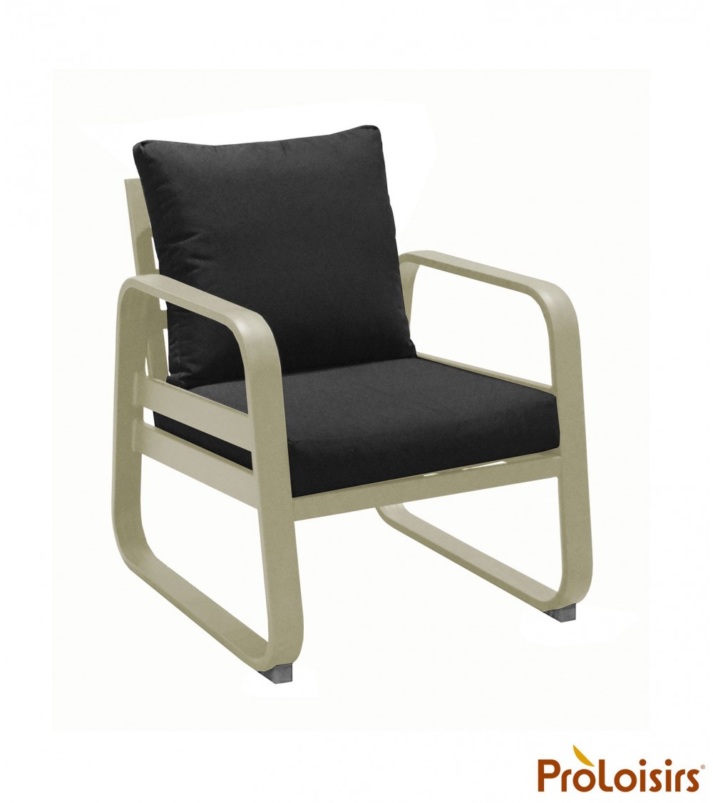 Fauteuil détente TONIO Coloris:Châssis Sauge / Assise coussin Chiné gris Eco-participation    :Prix de vente comprenant l' éco-p