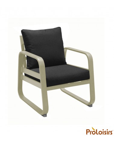 Fauteuil détente TONIO Coloris:Châssis Sauge / Assise coussin Chiné gris Eco-participation    :Prix de vente comprenant l' éco-p