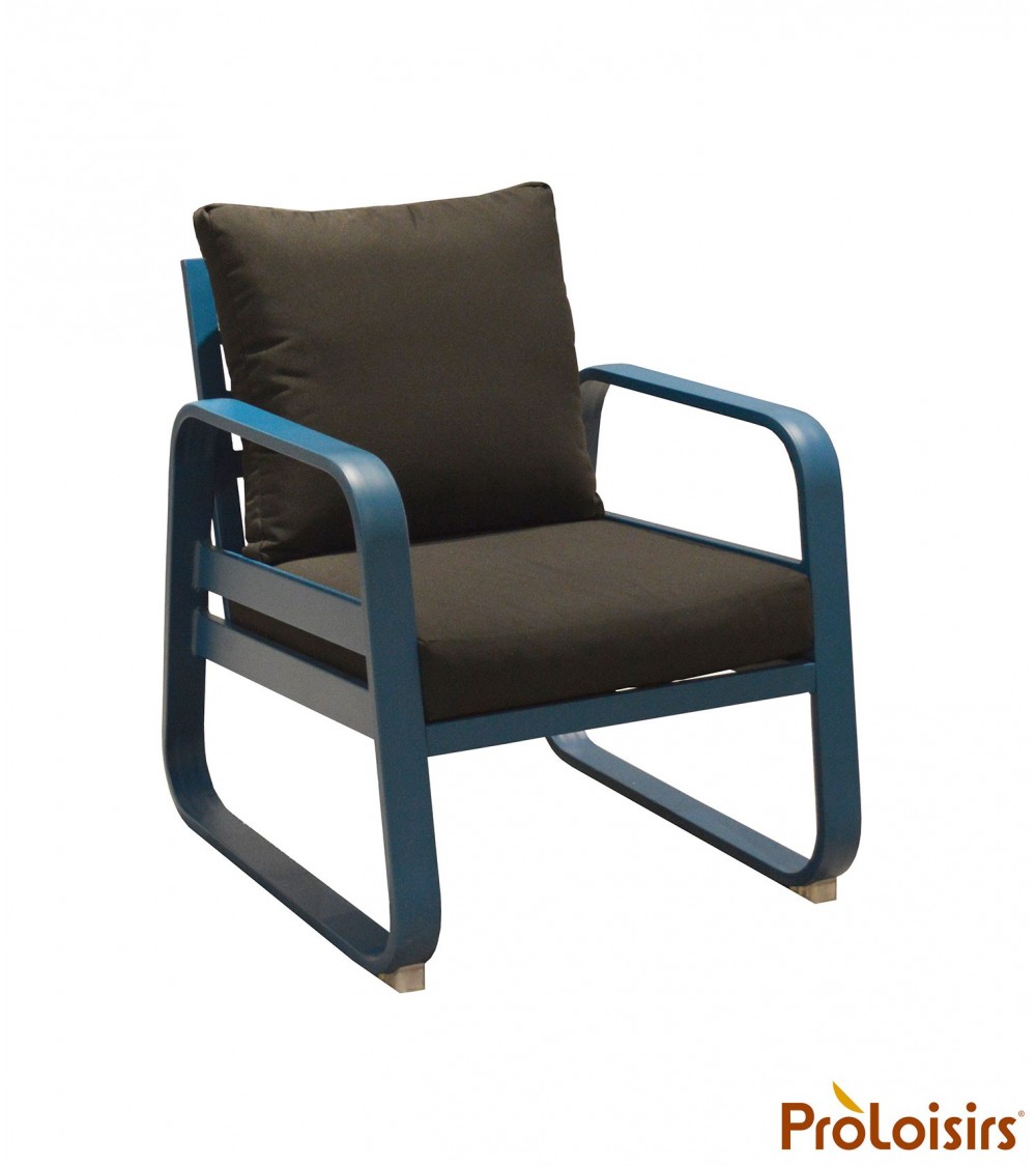 Fauteuil détente TONIO Coloris:Châssis Bleu / Assise coussin Chiné gris Eco-participation    :Prix de vente comprenant l' éco-pa