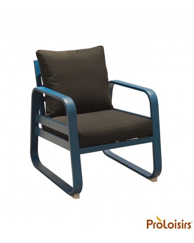 Fauteuil détente TONIO Coloris:Châssis Bleu / Assise coussin Chiné gris Eco-participation    :Prix de vente comprenant l' éco-pa