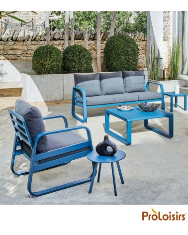 Fauteuil détente TONIO Coloris:Châssis Bleu / Assise coussin Chiné gris Eco-participation    :Prix de vente comprenant l' éco-pa
