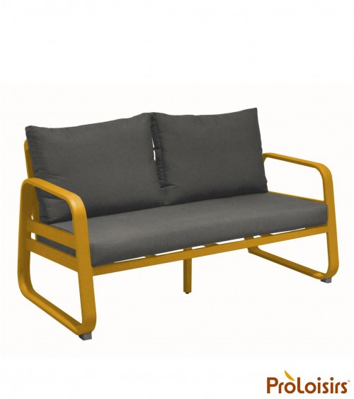 Canapé détente TONIO 2,5 places Coloris:Châssis Miel / Assise coussin Chiné gris Eco-participation    :Prix de vente comprenant 