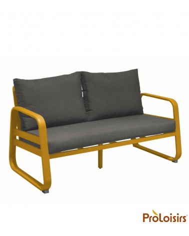 Canapé détente TONIO 2,5 places Coloris:Châssis Miel / Assise coussin Chiné gris Eco-participation    :Prix de vente comprenant 