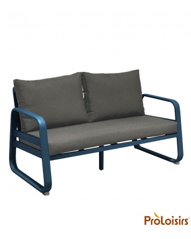 Canapé détente TONIO 2,5 places Coloris:Châssis Bleu / Assise coussin Chiné gris Eco-participation    :Prix de vente comprenant 