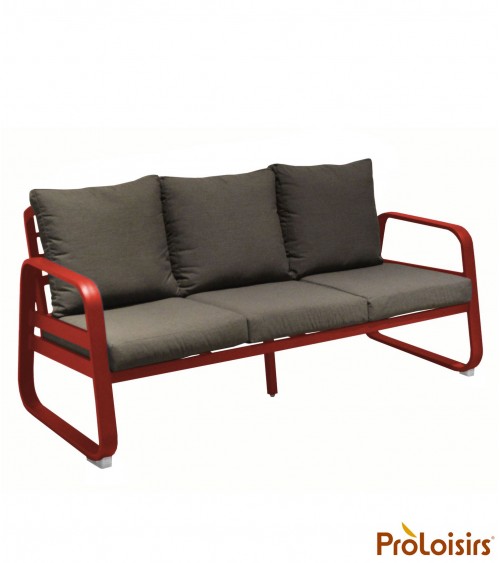 Canapé détente TONIO 3 places Coloris:Châssis Rouge / Assise coussin Chiné gris Eco-participation    :Prix de vente comprenant l