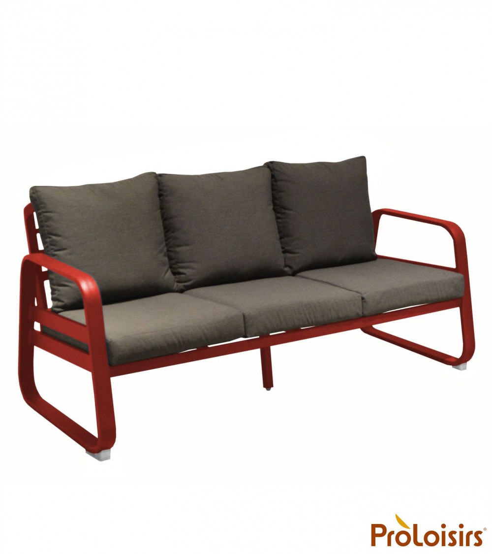 Canapé détente TONIO 3 places Coloris:Châssis Rouge / Assise coussin Chiné gris Eco-participation    :Prix de vente comprenant l