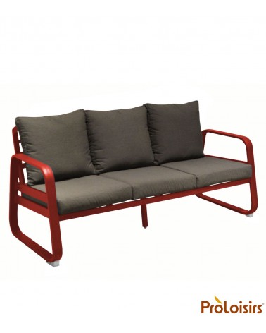 Canapé détente TONIO 3 places Coloris:Châssis Rouge / Assise coussin Chiné gris Eco-participation    :Prix de vente comprenant l