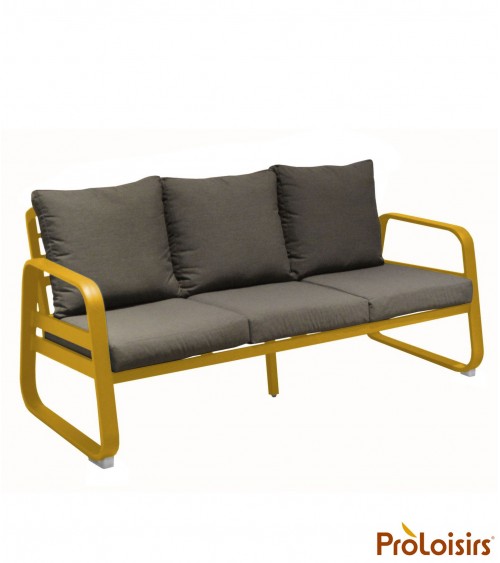Canapé détente TONIO 3 places Coloris:Châssis Miel / Assise coussin Chiné gris Eco-participation    :Prix de vente comprenant l'