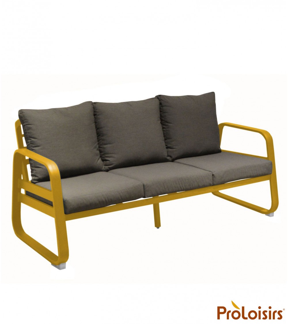 Canapé détente TONIO 3 places Coloris:Châssis Miel / Assise coussin Chiné gris Eco-participation    :Prix de vente comprenant l'