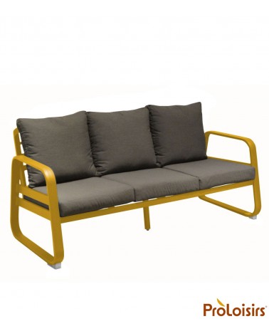 Canapé détente TONIO 3 places Coloris:Châssis Miel / Assise coussin Chiné gris Eco-participation    :Prix de vente comprenant l'