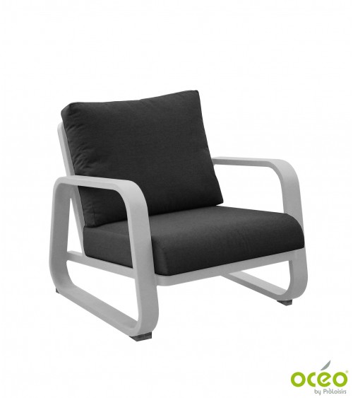 Fauteuil lounge ANTONINO Coloris:Châssis Blanc / Assise coussin Gris Eco-participation    :Prix de vente comprenant l' éco-parti