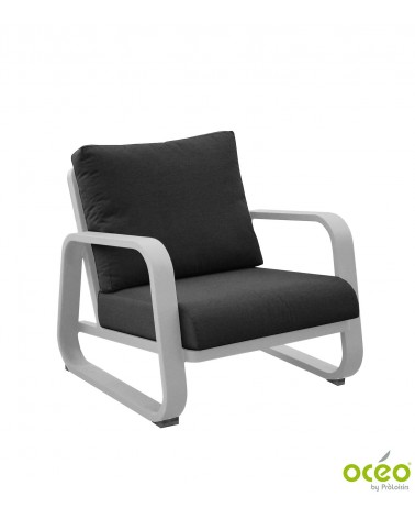 Fauteuil lounge ANTONINO Coloris:Châssis Blanc / Assise coussin Gris Eco-participation    :Prix de vente comprenant l' éco-parti